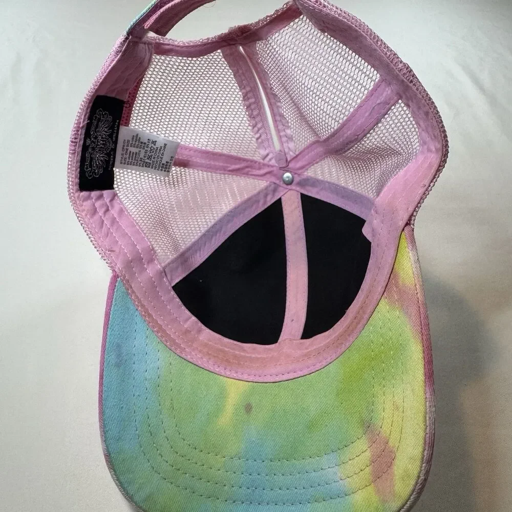 Angela & William Tie Dye Ponytail Trucker Hat Pink Mesh Baseball Cap One Size